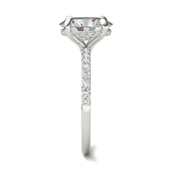 Oval Custom Hidden Halo 1/2 Eternity Engagement Ring Setting